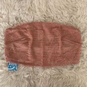 NEW free people pink Camilla lace bandeau bralette M